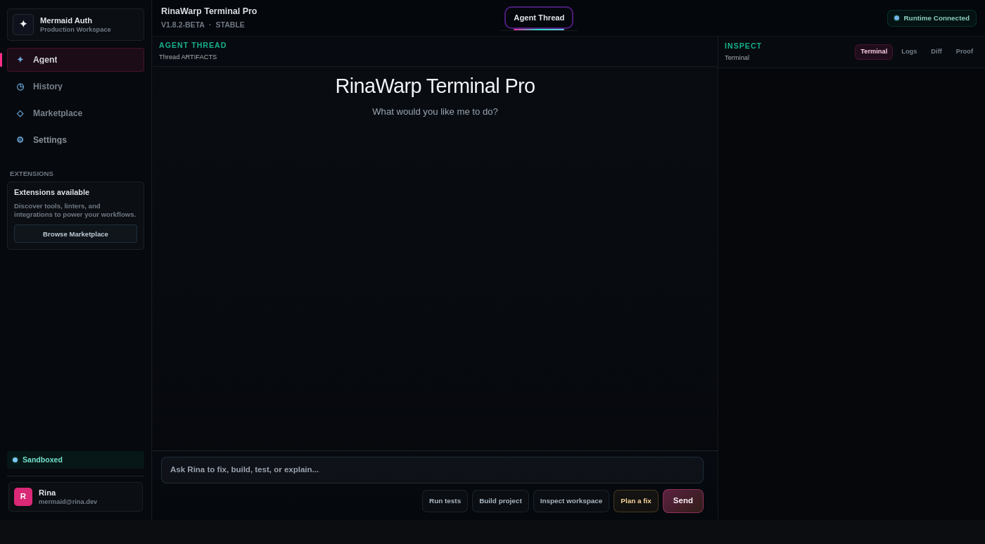 Current RinaWarp Terminal Pro interface